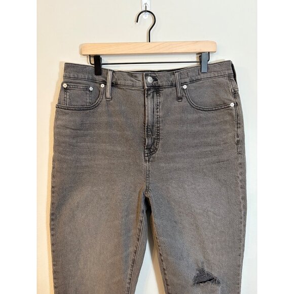 NEW Madewell Perfect Vintage Distressed Black Stretch Denim High-Rise Mom Jeans - Picture 8 of 14